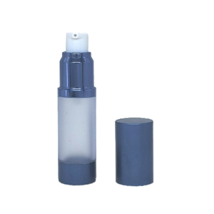 15ml Frosted Airless Pump Bottle With Matte Blue Over-Cap