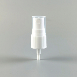 White PP 18-410 Ribbed Skirt Fine Mist Fingertip Sprayer with Dip Tube Clear Overcap