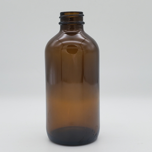 8 Oz Amber Glass Boston Round Bottle with 28-400 Neck Finish