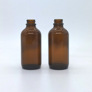 4 Oz Amber Glass Boston Round Bottle with 24-400 Neck Finish