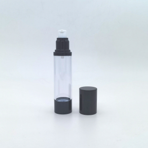 50ml Clear Airless Pump Bottle With Glossy Black Over-Cap