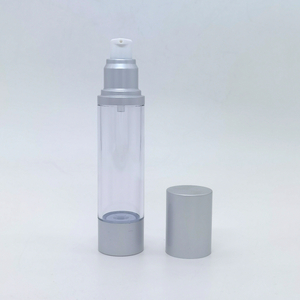 50ml Clear Airless Pump Bottle With Matte Silver Over-Cap